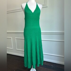 A New Day NWT Green Pleated Halter Sundress for Spring/Summer Outings, Size L